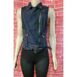 Obey Propaganda Womens Moto Vest Jacket Size S Faded Black Cotton Zippered  #W4